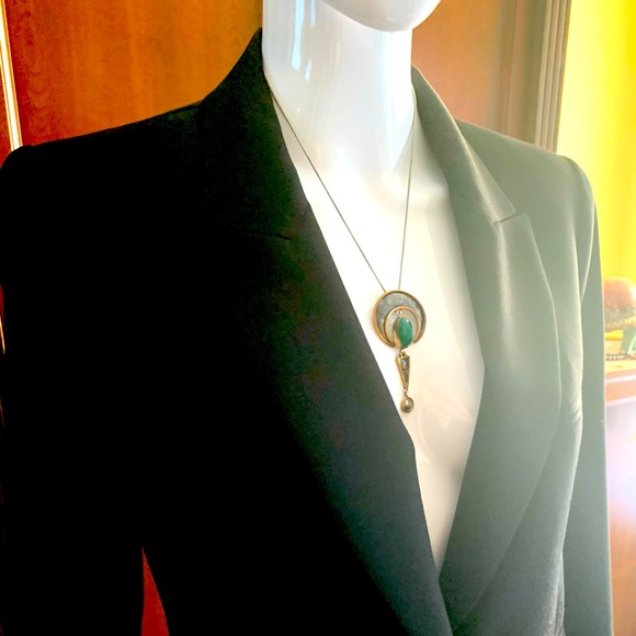 Lovely pendant necklace with dark green gemstone - Picture 4 of 4